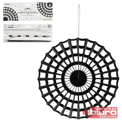 ROZETA DEKORACYJNA PAJĘCZYNA CZARNY 50CM PARTYDECO