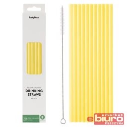 SŁOMKI PLASTIKOWE 23CM ŻÓŁTY A'12 PARTYDECO