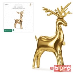 STOJĄCY BALON FOLIOWY RENIFER 124X80CM ZŁOTY PARTY