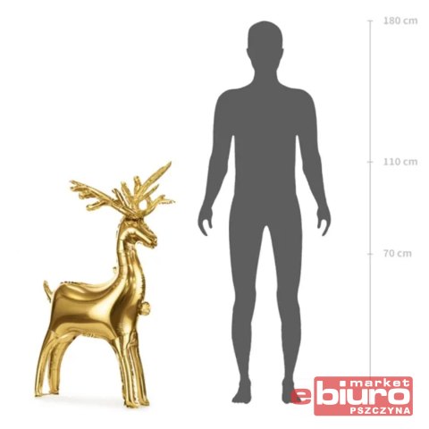 STOJĄCY BALON FOLIOWY RENIFER 124X80CM ZŁOTY PARTY
