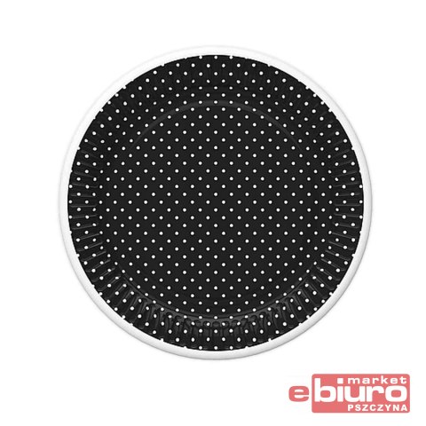 TALERZYKI PAPIER ŚR 180MM A'8 CZARNY KROPKI RAMKA