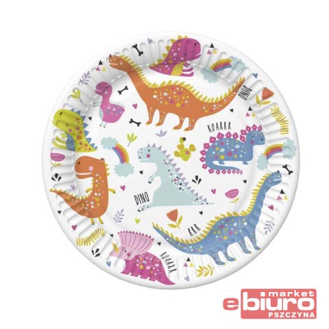 TALERZYKI PAPIER ŚR 180MM A'8 DINOZAURY POL