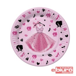 TALERZYKI PAPIER ŚR 180MM A'8 RÓŻ SUKIENKA POL