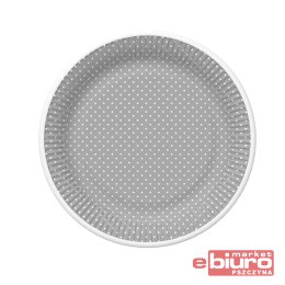 TALERZYKI PAPIER ŚR 180MM A'8 SZARY KROPKI RAMKA