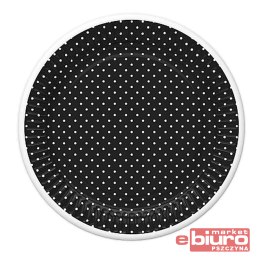 TALERZYKI PAPIER ŚR 227MM A'8 CZARNY KROPKI RAMKA