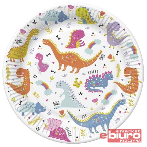 TALERZYKI PAPIER ŚR 227MM A'8 DINOZAURY POL