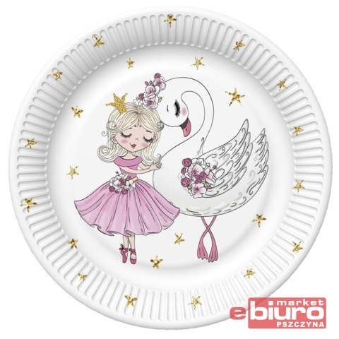TALERZYKI PAPIER ŚR 227MM A'8 RÓŻ DZIEWCZYKA POL