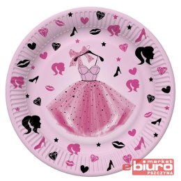 TALERZYKI PAPIER ŚR 227MM A'8 RÓŻ SUKIENKA POL