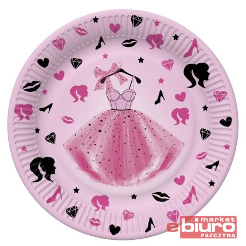 TALERZYKI PAPIER ŚR 227MM A'8 RÓŻ SUKIENKA POL