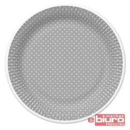 TALERZYKI PAPIER ŚR 227MM A'8 SZARY KROPKI RAMKA