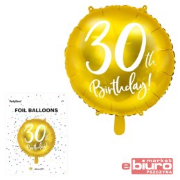 BALON FOLIOWY 30TH BIRTHDAY ZŁOTY 45CM PARTYDECO