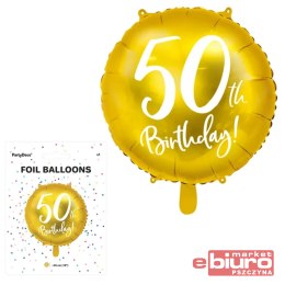 BALON FOLIOWY 50TH BIRTHDAY ZŁOTY 45CM PARTYDECO