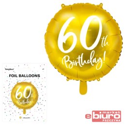 BALON FOLIOWY 60TH BIRTHDAY ZŁOTY 45CM PARTYDECO