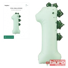 BALON FOLIOWY CYFRA 1 DINOZAUR 92CM MIX PARTYDECO