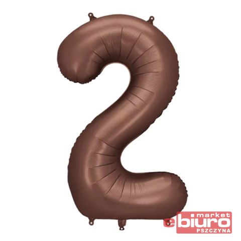 BALON FOLIOWY CYFRA 2 86CM MOCCA PARTYDECO