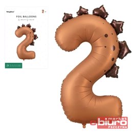 BALON FOLIOWY CYFRA 2 DINOZAUR 92CM MIX PARTYDECO