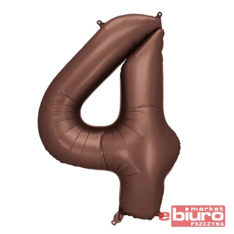 BALON FOLIOWY CYFRA 4 86CM MOCCA PARTYDECO