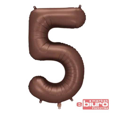 BALON FOLIOWY CYFRA 5 86CM MOCCA PARTYDECO