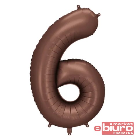 BALON FOLIOWY CYFRA 6 86CM MOCCA PARTYDECO
