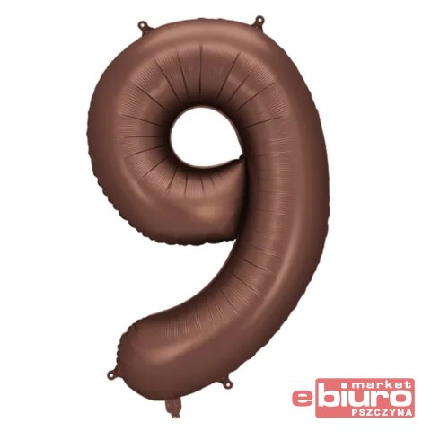BALON FOLIOWY CYFRA 9 86CM MOCCA PARTYDECO