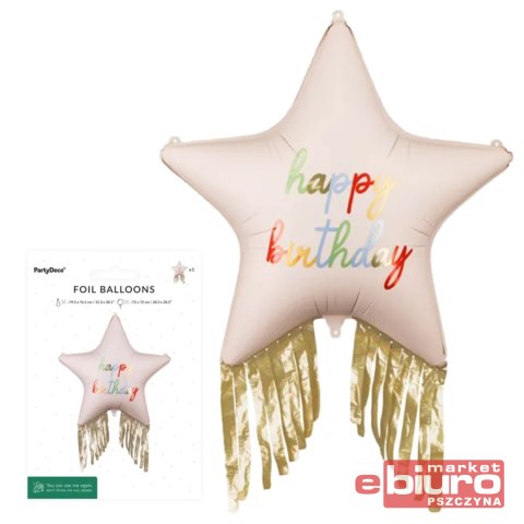BALON FOLIOWY GWIAZDA Z FRĘDZ HAPPY BIRTHDAY MIX