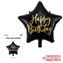 BALON FOLIOWY HAPPY BIRTHDAY 40CM CZARNY PARTYDECO