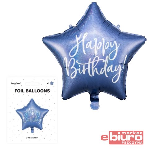 BALON FOLIOWY HAPPY BIRTHDAY 40CM GRANAT PARTYDECO