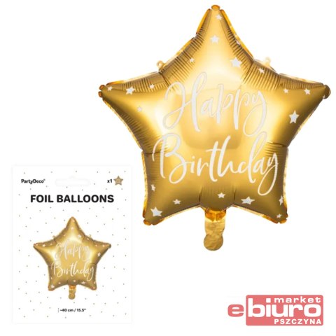 BALON FOLIOWY HAPPY BIRTHDAY 40CM ZŁOTY PARTYDECO