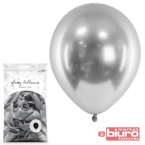 BALONY GLOSSY 30CM SREBRNY A'50 PARTYDECO