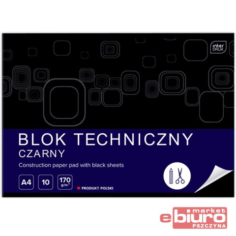 BLOK TECHNICZNY A4 10 KARTEK CZARNY INTERDRUK