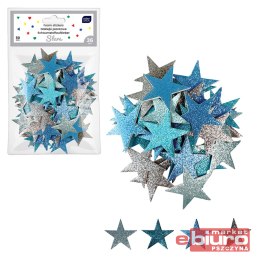BROKATOWE NAKLEJKI PIANKOWE SAMOP. 36SZT STARS