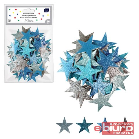 BROKATOWE NAKLEJKI PIANKOWE SAMOP. 36SZT STARS