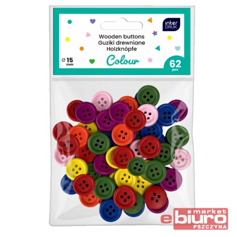 GUZIKI KOLOROWE 62SZT INTERDRUK
