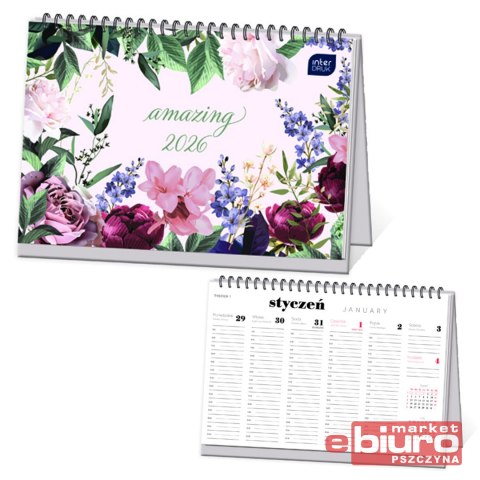 KALENDARZ NA BIURKO TYGODNIOWY KWIATY INTERDRUK