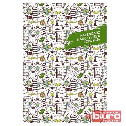 KALENDARZ NAUCZYCIELA B6 TYG. BEZBARWNY PCV KOTY