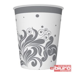 KUBKI PAPIEROWE 250ML A'8 ORNAMENTY SREBRNE POL