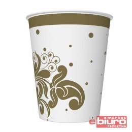 KUBKI PAPIEROWE 250ML A'8 ORNAMENTY ZŁOTE POL