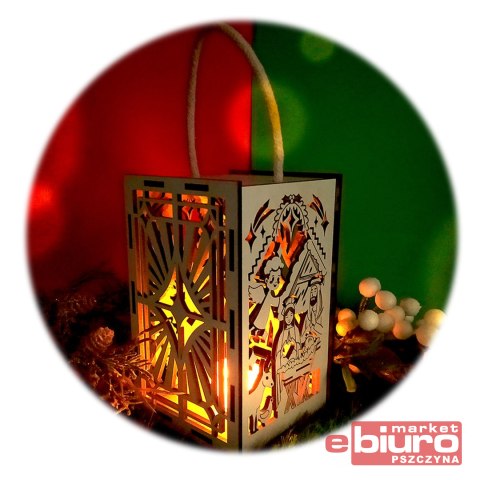 LAMPION ADWENTOWY DREWNIANY NA RORATY LED CRESCO