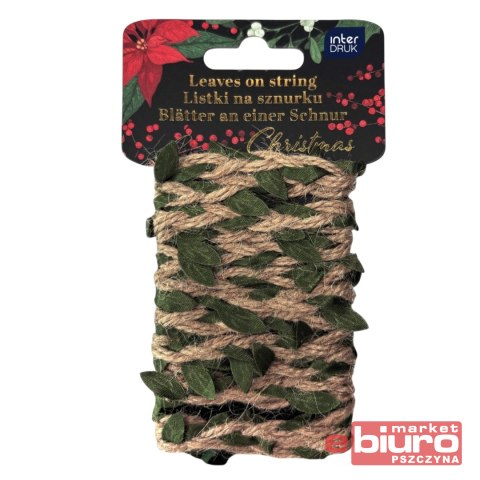 LISTKI NA NATURALNYM SZNURKU 2M CHRISTMAS INTERDRU
