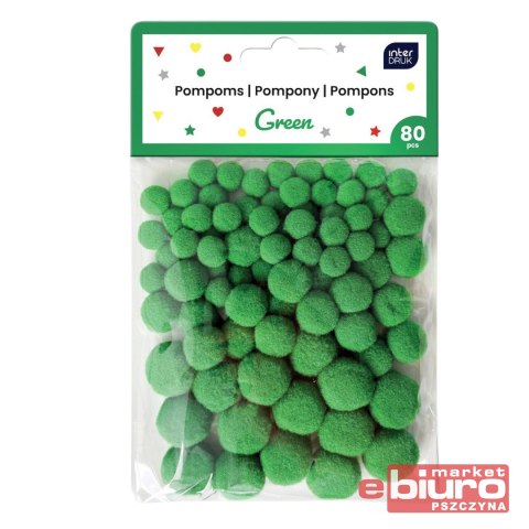 POMPONY DO DEKORACJI 80SZT GREEN INTERDRUK