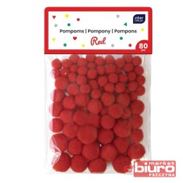POMPONY DO DEKORACJI 80SZT RED INTERDRUK