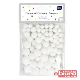 POMPONY DO DEKORACJI 80SZT WHITE INTERDRUK
