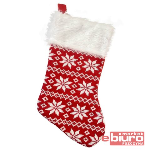 SKARPETA ŚWIĄTECZNA CZERWONA W ŚNIEŻYNKI GODAN