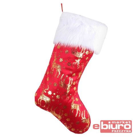 SKARPETA ŚWIĄTECZNA CZERWONA W ZŁOTE RENIFERY GODA