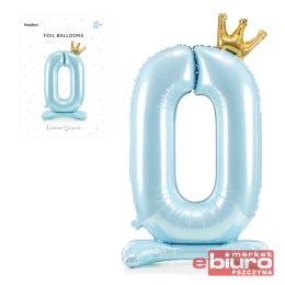 STOJĄCY BALON FOLIOWY CYFRA 0 84CM BŁĘKIT PARTYDEC