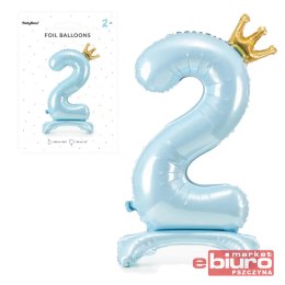 STOJĄCY BALON FOLIOWY CYFRA 2 84CM BŁĘKIT PARTYDEC