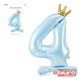 STOJĄCY BALON FOLIOWY CYFRA 4 84CM BŁĘKIT PARTYDEC