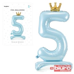 STOJĄCY BALON FOLIOWY CYFRA 5 84CM BŁĘKIT PARTYDEC