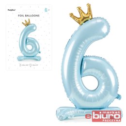 STOJĄCY BALON FOLIOWY CYFRA 6 84CM BŁĘKIT PARTYDEC