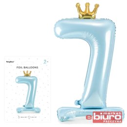 STOJĄCY BALON FOLIOWY CYFRA 7 84CM BŁĘKIT PARTYDEC